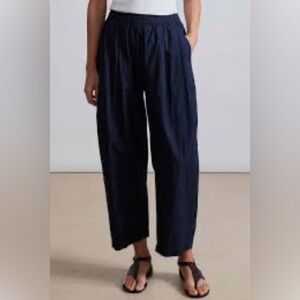 AMO  Sz L-XL 100% Linen Harem Gathered Hem Polka Dots Soft Waist Slinky Pants